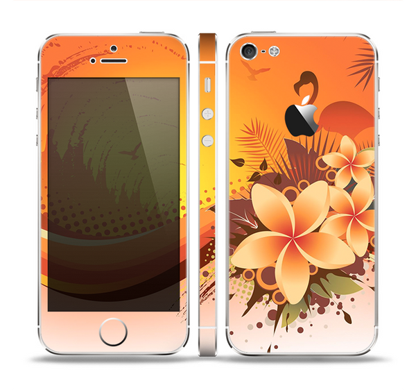 The Coral Colored Floral Pelical Skin Set for the Apple iPhone 5