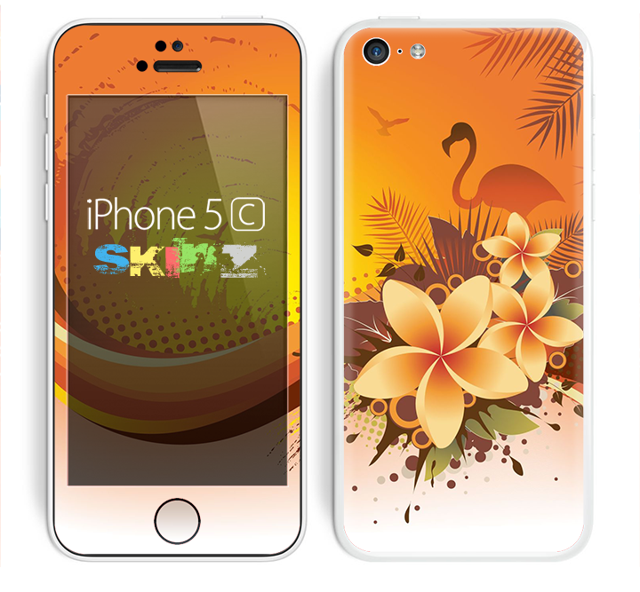 The Coral Colored Floral Pelical Skin for the Apple iPhone 5c