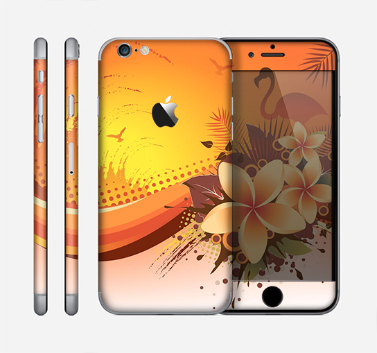 The Coral Colored Floral Pelical Skin for the Apple iPhone 6