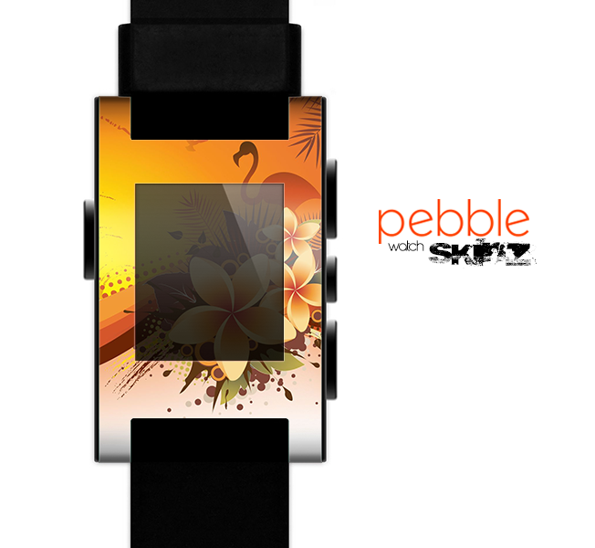 The Coral Colored Floral Pelical Skin for the Pebble SmartWatch