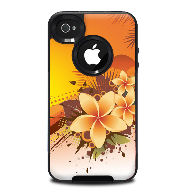 The Coral Colored Floral Pelical Skin for the iPhone 4-4s OtterBox Commuter Case