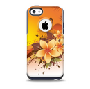 The Coral Colored Floral Pelical Skin for the iPhone 5c OtterBox Commuter Case