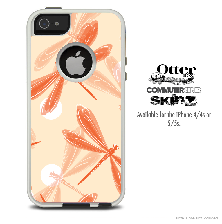 The Coral DragonFly Bundle Skin For The iPhone 4-4s or 5-5s Otterbox Commuter Case