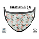 The Coral Flower and Hummingbird All Over Pattern - Made in USA Mouth Cover Unisex Anti-Dust Cotton Blend Reusable & Washable Face Mask with Adjustable Sizing for Adult or Child