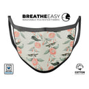 The Coral Flower and Hummingbird on Branches - Made in USA Mouth Cover Unisex Anti-Dust Cotton Blend Reusable & Washable Face Mask with Adjustable Sizing for Adult or Child