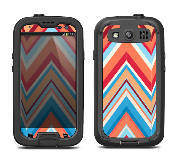 The Coral & Red Chevron Zig Zag Pattern V43 Samsung Galaxy S4 LifeProof Nuud Case Skin Set