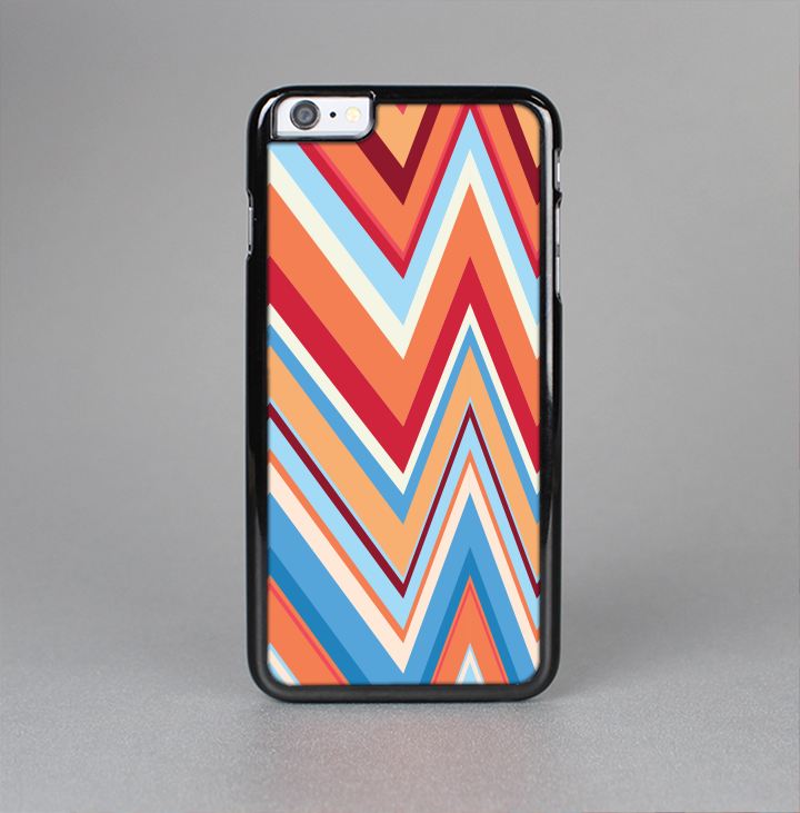 The Coral & Red Chevron Zig Zag Pattern V43 Skin-Sert Case for the Apple iPhone 6 Plus