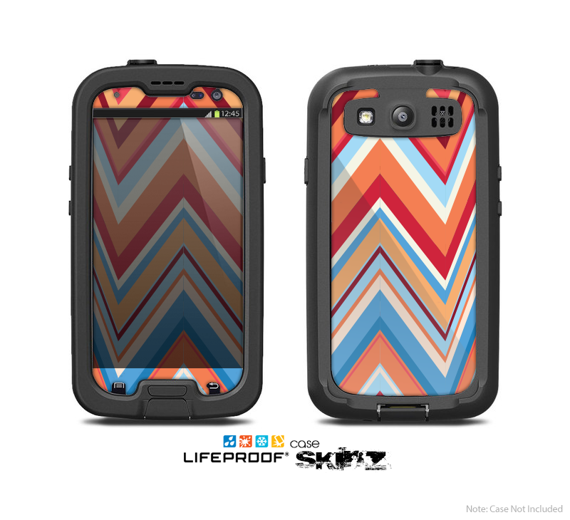The Coral & Red Chevron Zig Zag Pattern V43 Skin For The Samsung Galaxy S3 LifeProof Case