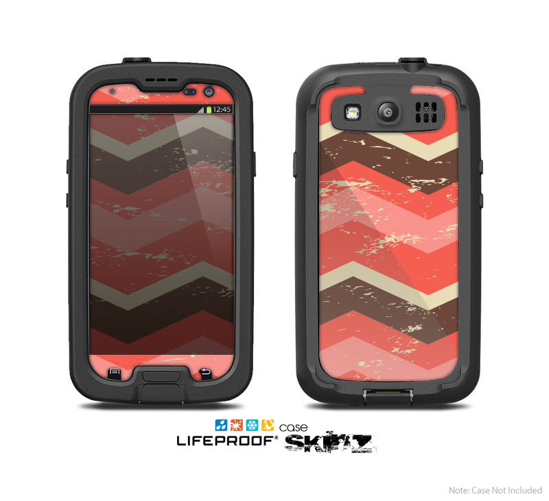 The Coral Vintage Chevron Pattern V4 Skin For The Samsung Galaxy S3 LifeProof Case