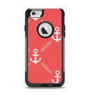 The Coral & White Vintage Solid Color Anchor Linked Apple iPhone 6 Otterbox Commuter Case Skin Set