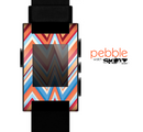 The Coral & Red Chevron Zig Zag Pattern V43 Skin for the Pebble SmartWatch