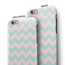 The Coral and Mint Chevron Pattern iPhone 6/6s or 6/6s Plus 2-Piece Hybrid INK-Fuzed Case