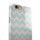 The Coral and Mint Chevron Pattern iPhone 6/6s or 6/6s Plus 2-Piece Hybrid INK-Fuzed Case