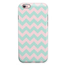 The Coral and Mint Chevron Pattern iPhone 6/6s or 6/6s Plus 2-Piece Hybrid INK-Fuzed Case