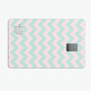 The Coral and Mint Chevron Pattern - Premium Protective Decal Skin-Kit for the Apple Credit Card