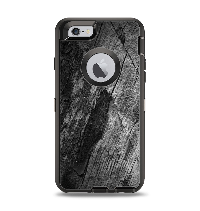 The Cracked Black Planks of Wood Apple iPhone 6 Otterbox Defender Case Skin Set