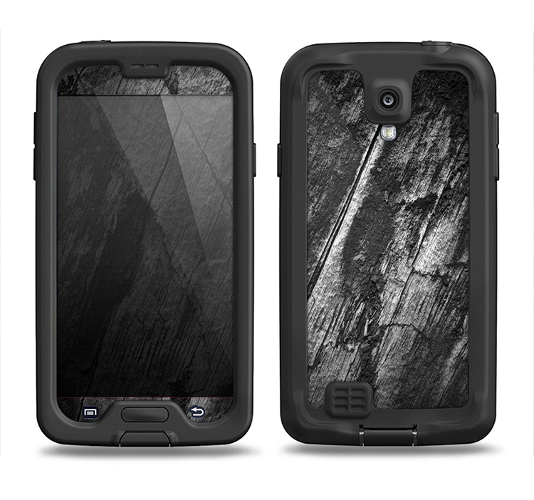 The Cracked Black Planks of Wood Samsung Galaxy S4 LifeProof Fre Case Skin Set
