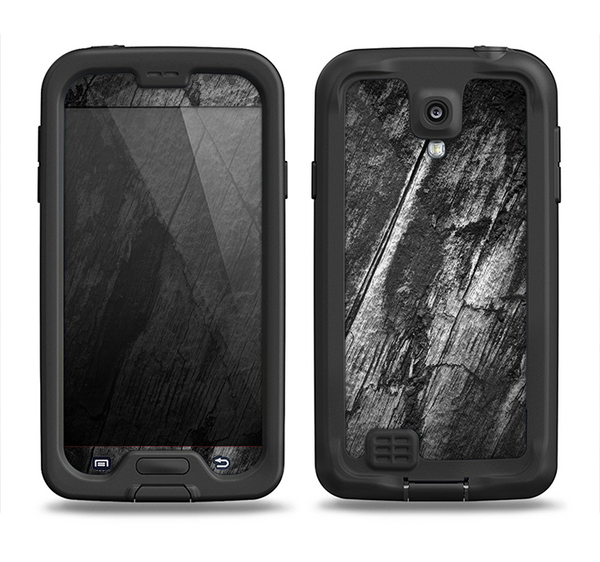 The Cracked Black Planks of Wood Samsung Galaxy S4 LifeProof Nuud Case Skin Set