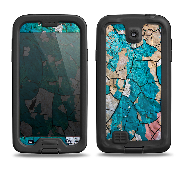 The Cracked Multicolored Paint Samsung Galaxy S4 LifeProof Nuud Case Skin Set