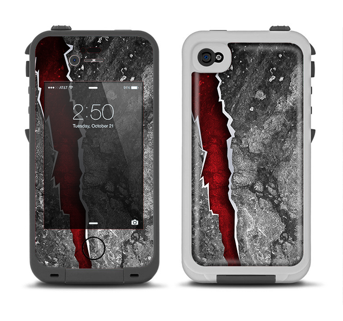 The Cracked Red Core Apple iPhone 4-4s LifeProof Fre Case Skin Set