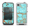 The Cracked Teal Stone Apple iPhone 4-4s LifeProof Fre Case Skin Set