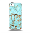 The Cracked Teal Stone Apple iPhone 5c Otterbox Symmetry Case Skin Set