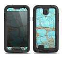 The Cracked Teal Stone Samsung Galaxy S4 LifeProof Fre Case Skin Set