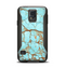 The Cracked Teal Stone Samsung Galaxy S5 Otterbox Commuter Case Skin Set