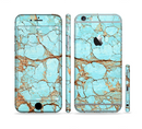 The Cracked Teal Stone Sectioned Skin Series for the Apple iPhone 6s Plus