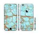 The Cracked Teal Stone Sectioned Skin Series for the Apple iPhone 6s