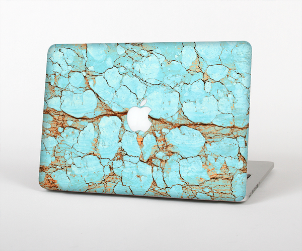 The Cracked Teal Stone Skin Set for the Apple MacBook Air 13"