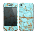 The Cracked Teal Stone Skin for the Apple iPhone 4-4s