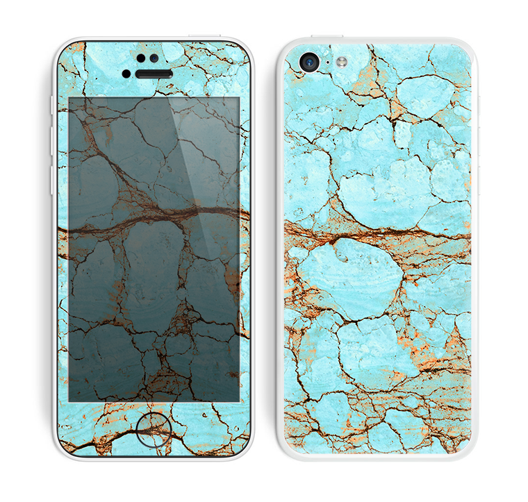 The Cracked Teal Stone Skin for the Apple iPhone 5c