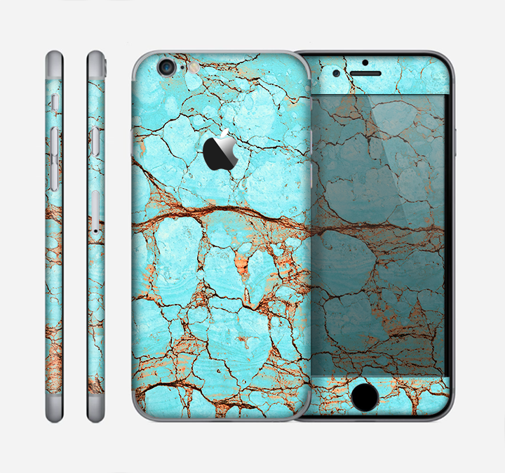 The Cracked Teal Stone Skin for the Apple iPhone 6