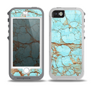 The Cracked Teal Stone Skin for the iPhone 5-5s OtterBox Preserver WaterProof Case