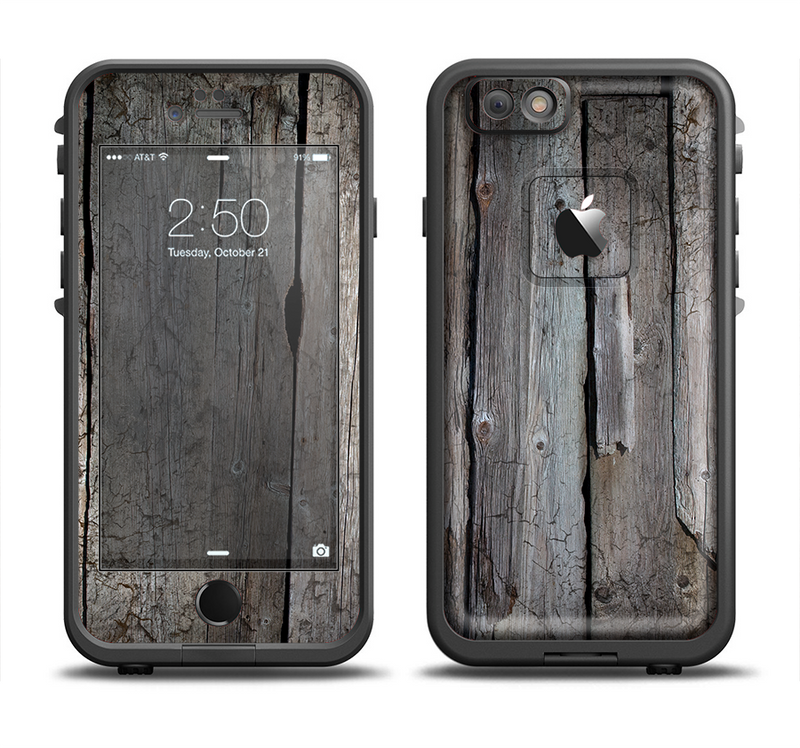 The Cracked Wooden Planks Apple iPhone 6/6s Plus LifeProof Fre Case Skin Set