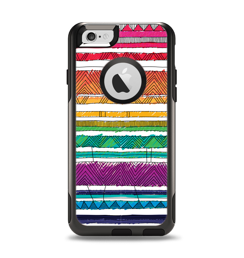 The Crayon Colored Doodle Patterns Apple iPhone 6 Otterbox Commuter Case Skin Set