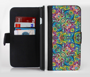 The Crazy Neon Mirrored Swirls Ink-Fuzed Leather Folding Wallet Credit-Card Case for the Apple iPhone 6/6s, 6/6s Plus, 5/5s and 5c