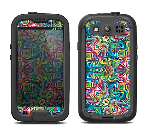 The Crazy Neon Mirrored Swirls Samsung Galaxy S4 LifeProof Nuud Case Skin Set