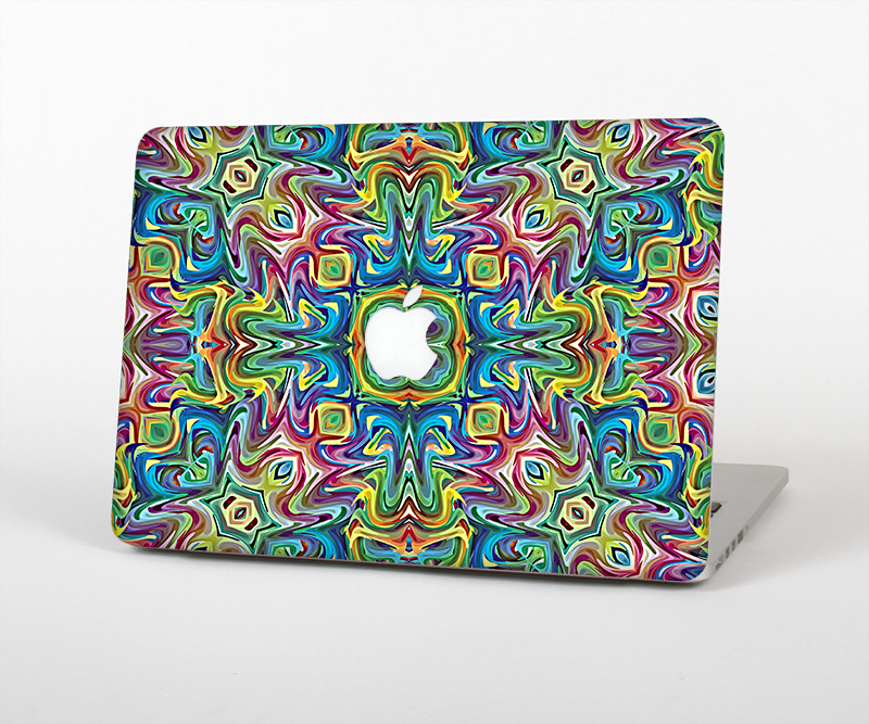 The Crazy Neon Mirrored Swirls Skin Set for the Apple MacBook Pro 15" with Retina Display