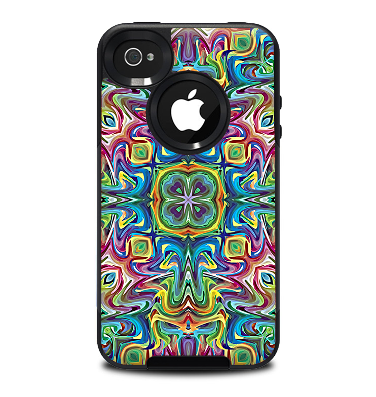 The Crazy Neon Mirrored Swirls Skin for the iPhone 4-4s OtterBox Commuter Case