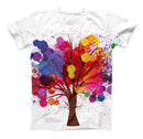 The Crazy Splatter Tree ink-Fuzed Unisex All Over Full-Printed Fitted Tee Shirt