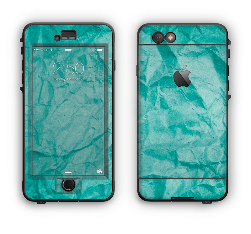 The Crumpled Trendy Green Texture Apple iPhone 6 LifeProof Nuud Case Skin Set