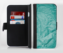 The Crumpled Trendy Green Texture Ink-Fuzed Leather Folding Wallet Credit-Card Case for the Apple iPhone 6/6s, 6/6s Plus, 5/5s and 5c