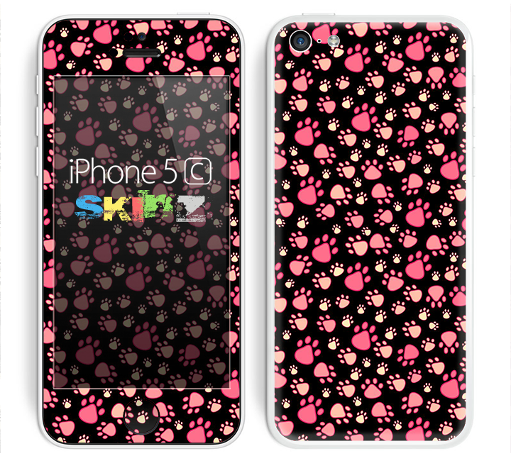 The Cute Pink Paw Prints Skin for the Apple iPhone 5c