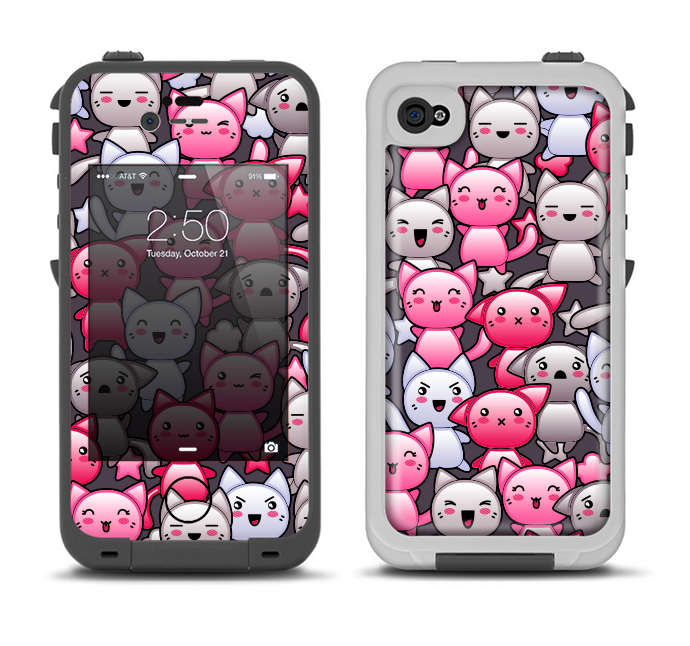The Cute Abstract Kittens Apple iPhone 4-4s LifeProof Fre Case Skin Set