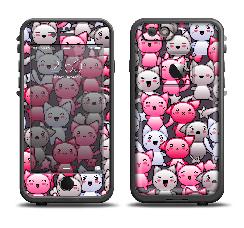 The Cute Abstract Kittens Apple iPhone 6 LifeProof Fre Case Skin Set