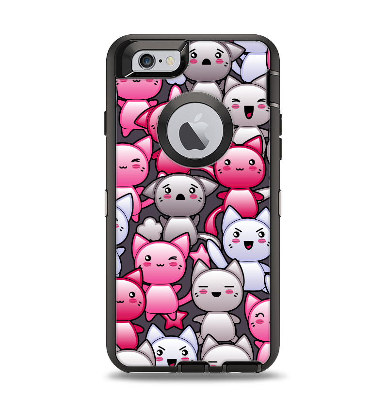 The Cute Abstract Kittens Apple iPhone 6 Otterbox Defender Case Skin Set