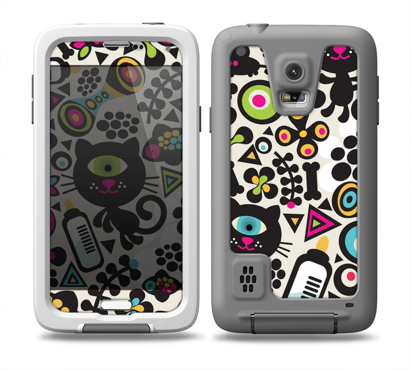 The Cute, Colorful One-Eyed Cats Pattern Skin Samsung Galaxy S5 frē LifeProof Case