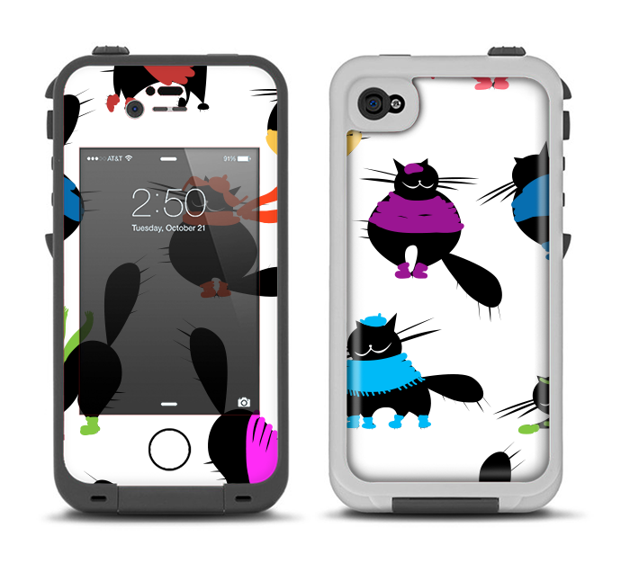 The Cute Fashion Cats Apple iPhone 4-4s LifeProof Fre Case Skin Set